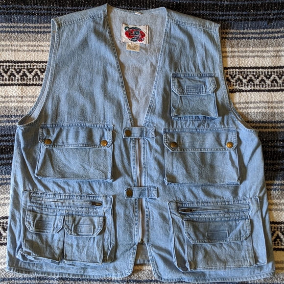 denim fishing vest